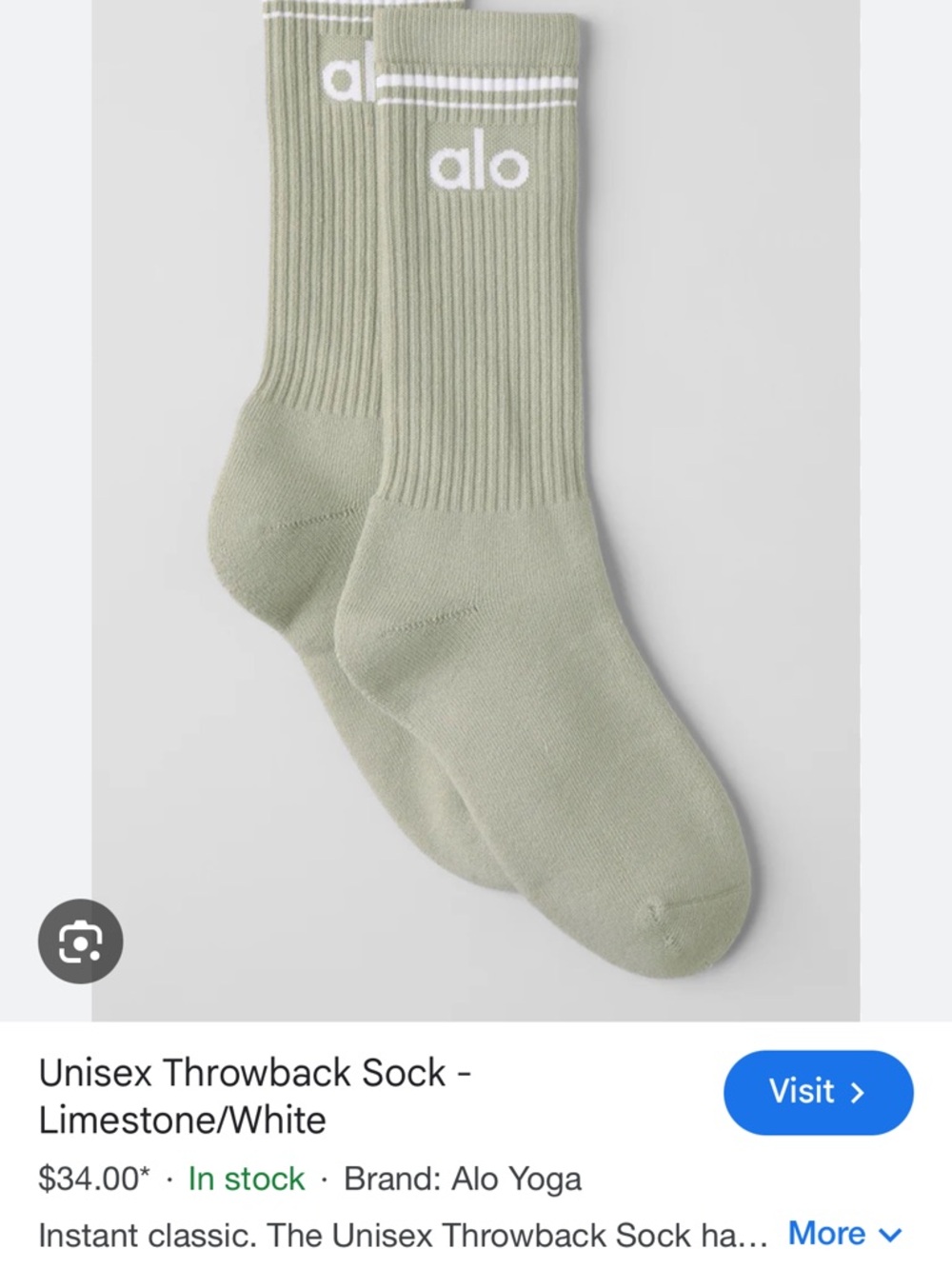Alo Unisex Throwback Socks - Limestone/White